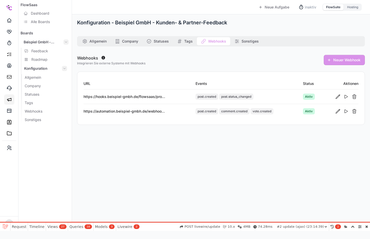 Webhooks verwalten
