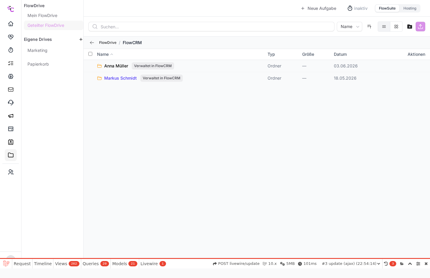 Der geöffnete FlowCRM-Ordner mit den zugeordneten Dateien